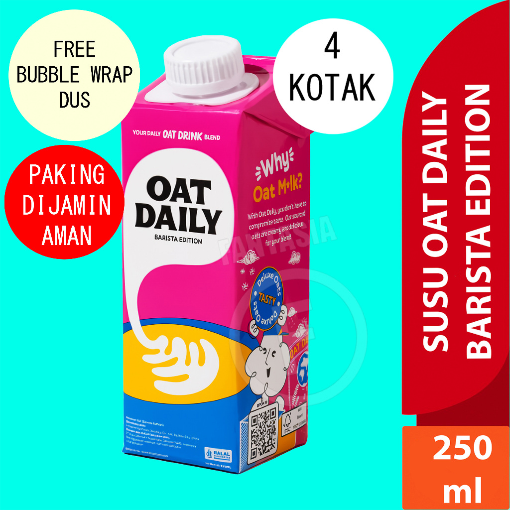 

OAT DAILY SUSU BARISTA EDITION 250 ML OAT MILK PACK ISI 4 KOTAK FANTASIA DENGAN PAKING AMAN