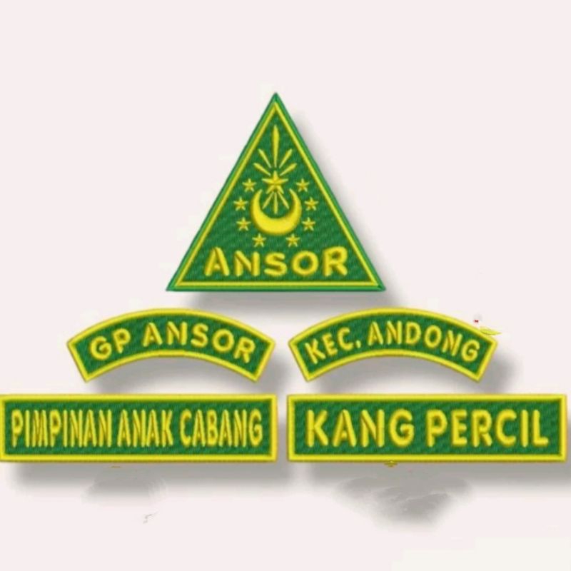 BORDIR LENGKAP ANSOR LOGO, NAMA, DILIGASI,  WILAYAH DAN GP ANSOR