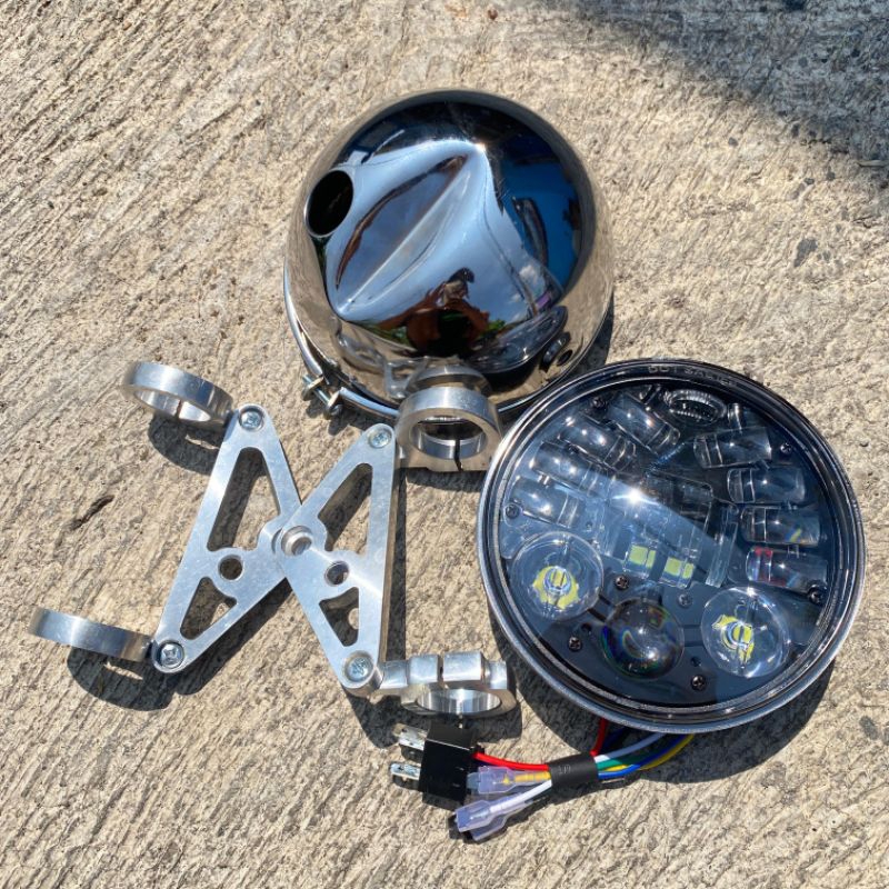 lampu daymaker set batok L2G crom dan mentah kupingan cnc cor lampu 16 led