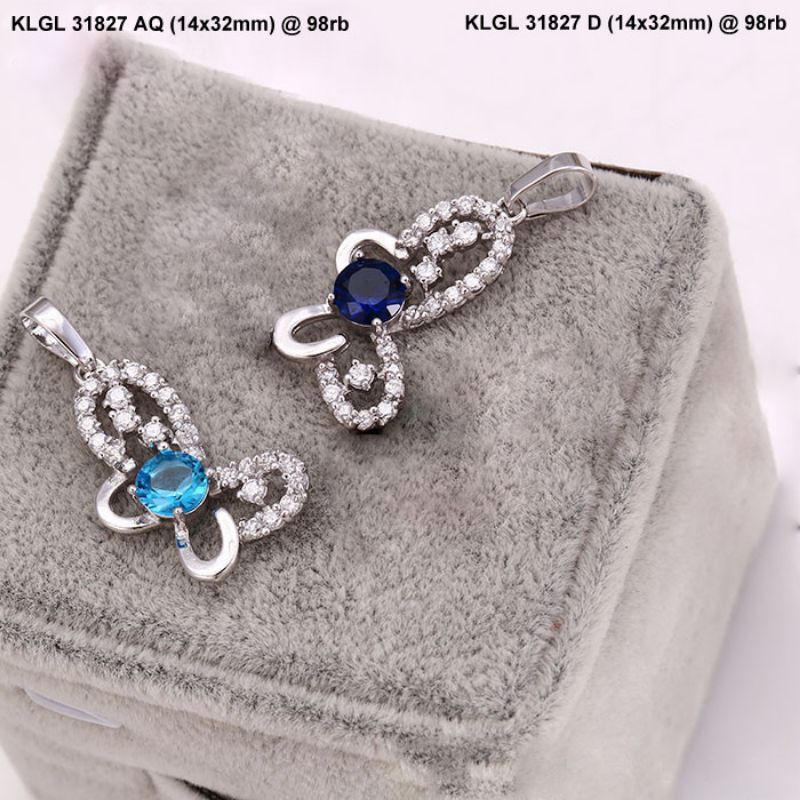 liontin kupu kupu mata biru tua xuping putih 31827d tanpa kalung