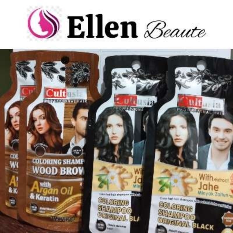 Cultusia Shampo Penghitam Uban - Kemasan Sachet 25 ml, Hitam - Coklat
