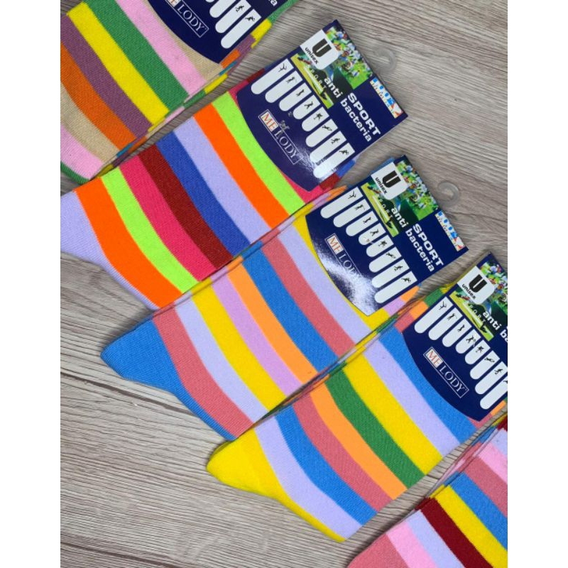 (1LUSIN ) Kaos kaki pelangi sebetis/kaos kaki pelangi pendek