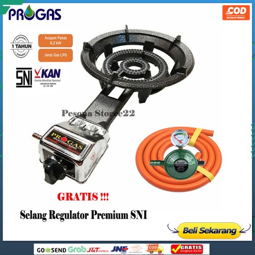 Kompor mawar/kompor gas api seribu/kompor gas 1 tungku/Progas Kompor Gas Cor Komersial 1 Tungku Type
