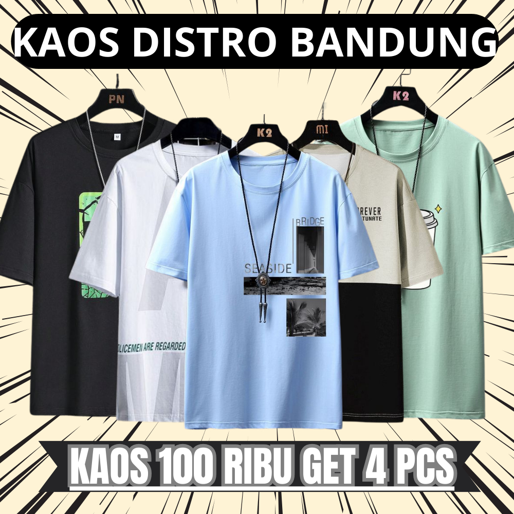 Baju Kaos Pria Distro Keren OVERSIZE Kaos Distro Motif Random Baju Kaos  Pria 100 ribu dapat 4