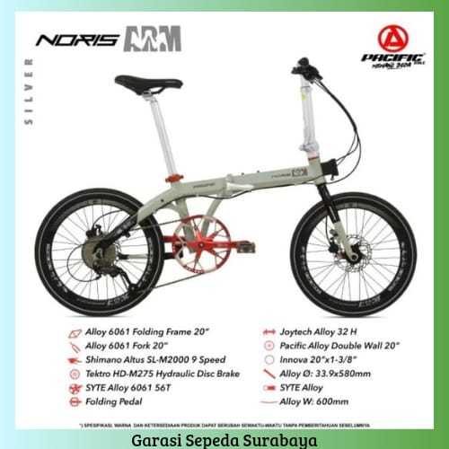 SEPEDA LIPAT 16 INCH PACIFIC NORIS ARM ALLOY 9 SPEED,SEPEDA READY SEMUA WARNA - BERKUALITAS