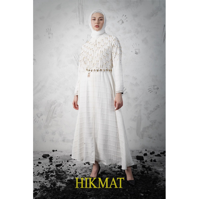 READY SIAP KIRIM HIKMAT A3008 WHITE ABAYA TERBARU HIKMAT MUSLIM