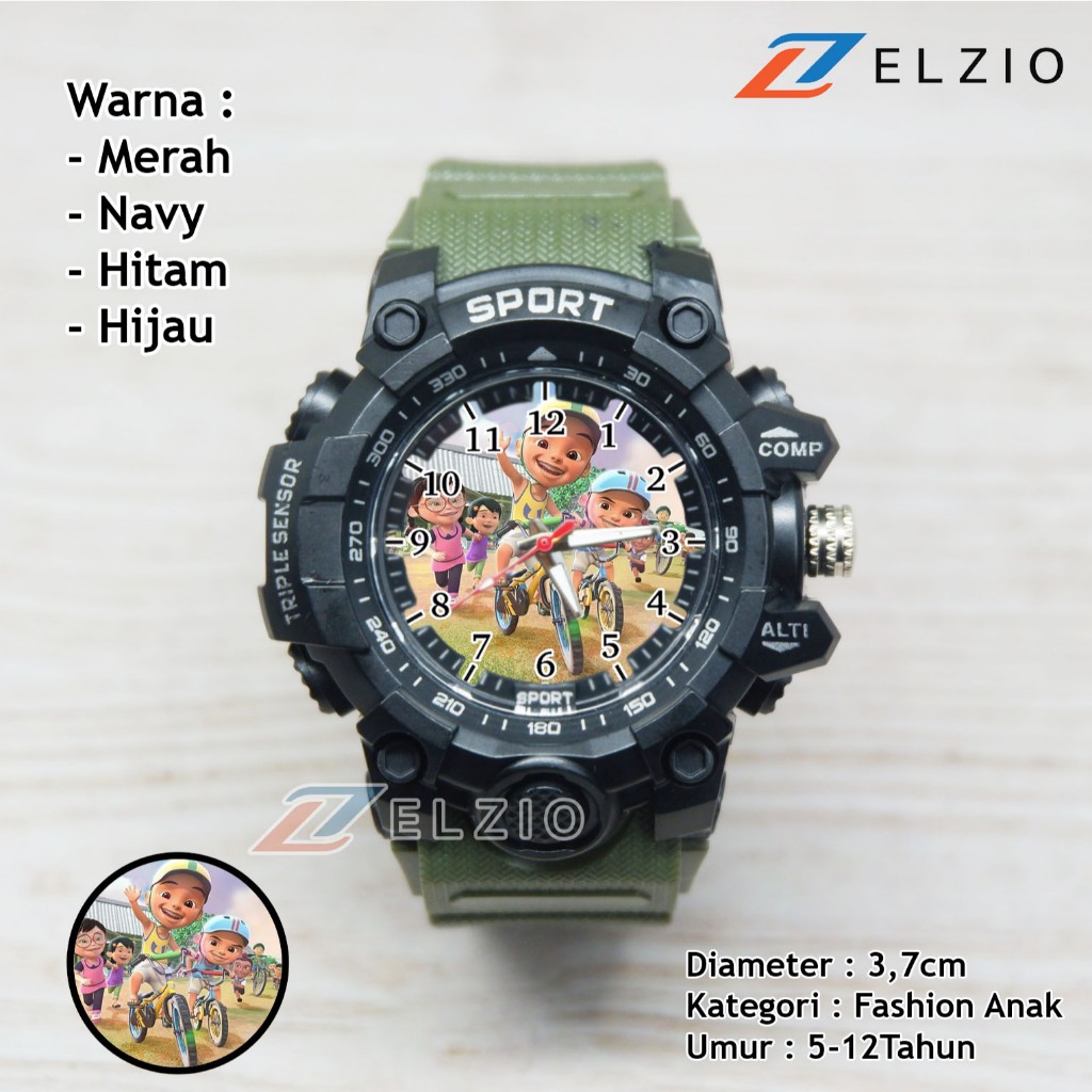 Jam Tangan Anak Laki-Laki Sport Anti Air Karakter Upin Ipin