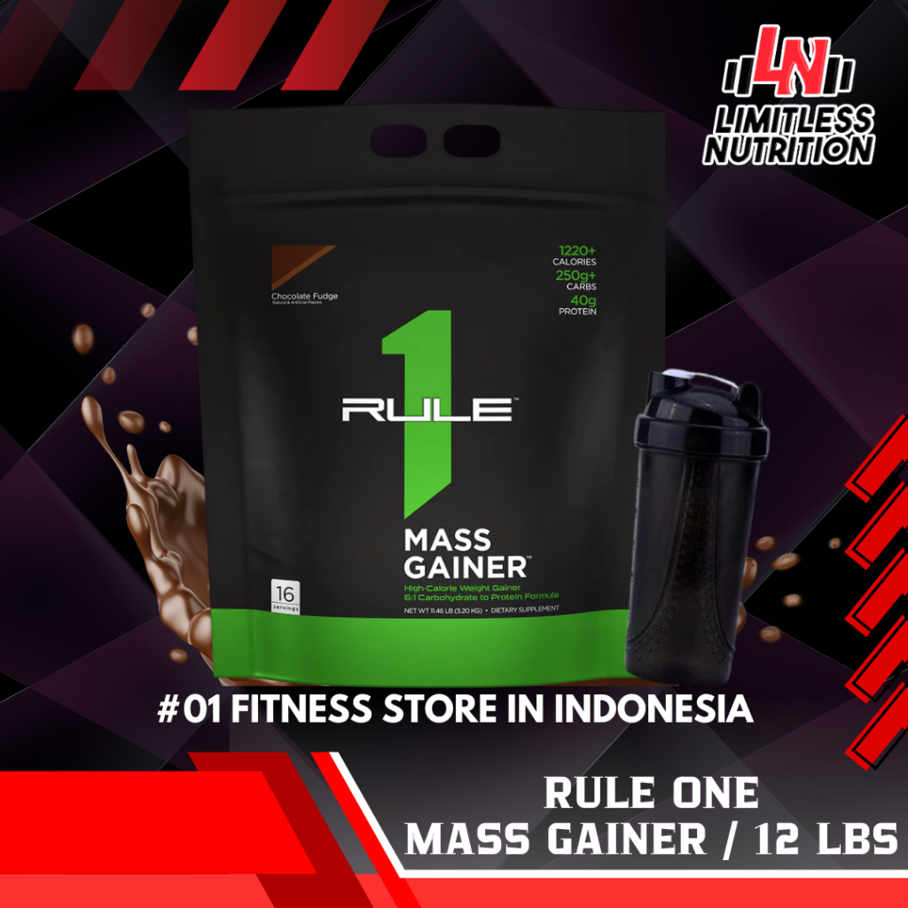 

Rule One Mass Gainer 12 lbs 12lbs R1 Susu Penggemuk Badan - Chocolate