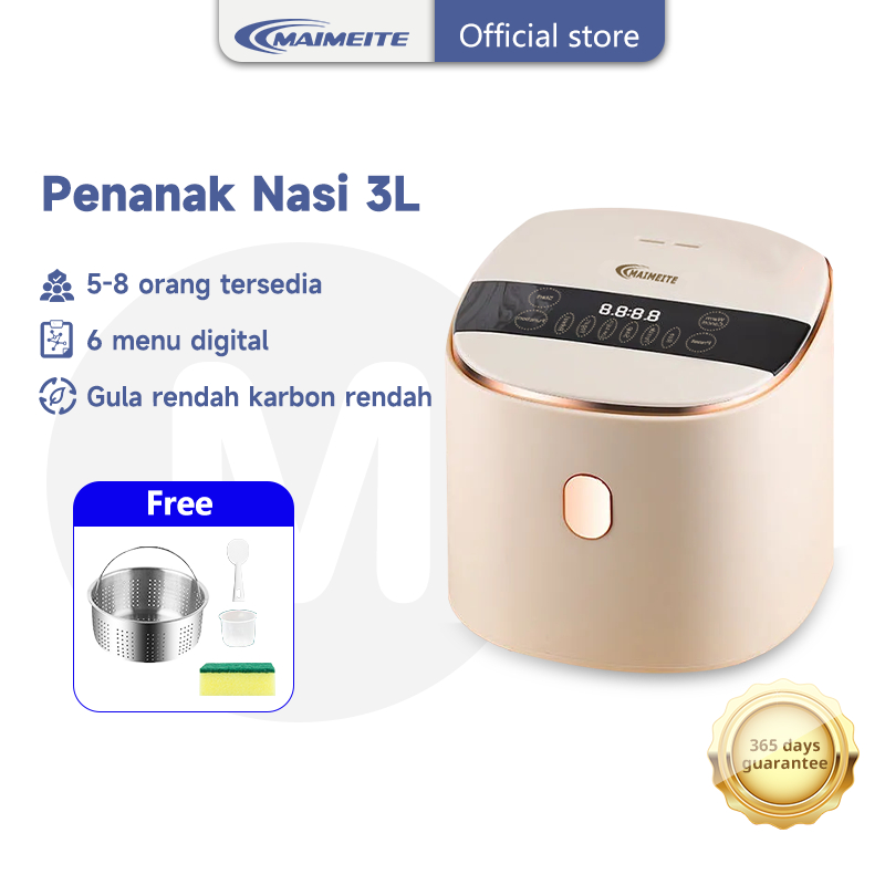 MAIMEITE 6 in 1 Penanak Nasi Digital Mejikom Panci Anti Stick Low Carbo Multifungsi Rice Cooker 3L