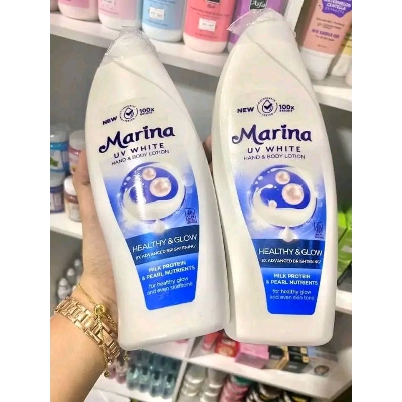 MARINA UV WHITE HAND & BODY LOTION / MARINA HEALTY AND GLOW / MARINA BIRU 180 ML / MARINA BPOM / MAR