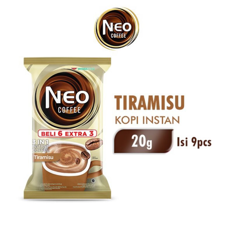 

Kopi Bubuk Neo Coffee Tiramisu 3 in 1 isi 6 + 3 pcs