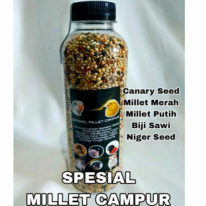 Millet Campur /Pakan Burung Love Bird/Millet merah/Millet Putih/Canary Seed/Niger Seed/Biji Sawi 200