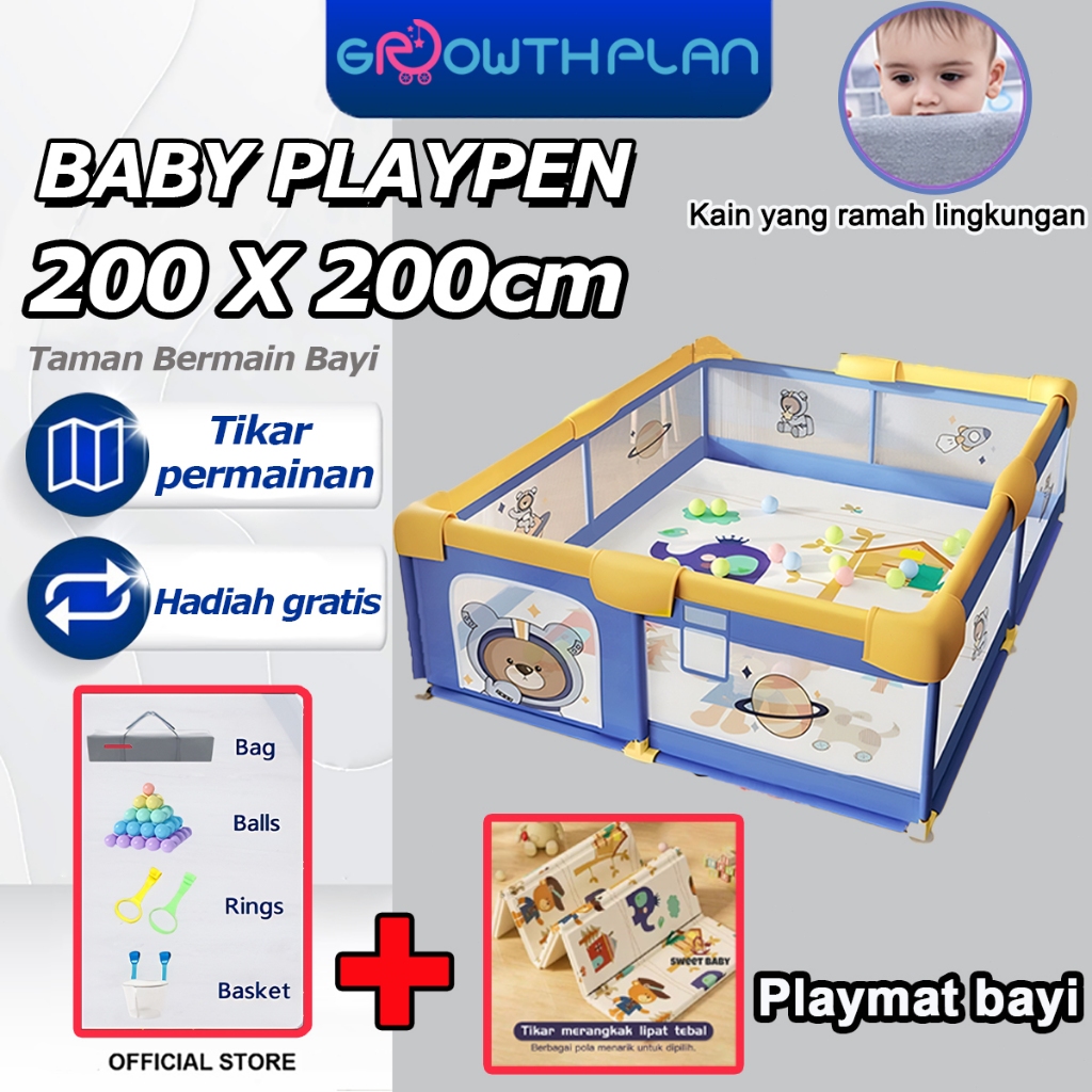 [Aman Untuk Digigit]Pagar Bayi Bermain Untuk Bayi Pagar Mainan Anak Baby Dengan Rangka Stainless Pla