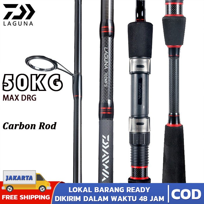 DAIWA joran pancing casting tongkat pancing Lure UL Carbon Fiber Spinning Fishing Rod luar ruangan
