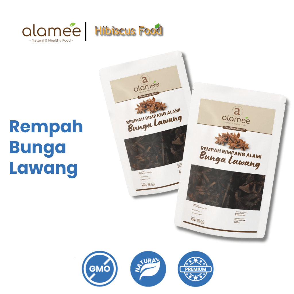 

ALAMEE Bunga Lawang Kering Pekak Star Anise Rempah Organik Alami Bumbu Seasoning Masakan Masak 100gr