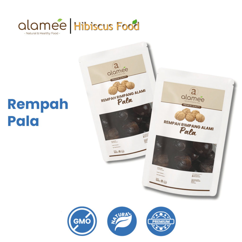 

ALAMEE Biji Pala Utuh Rempah Kering Nutmeg Whole Rimpang Organik Alami Bumbu Seasoning Masakan 100gr