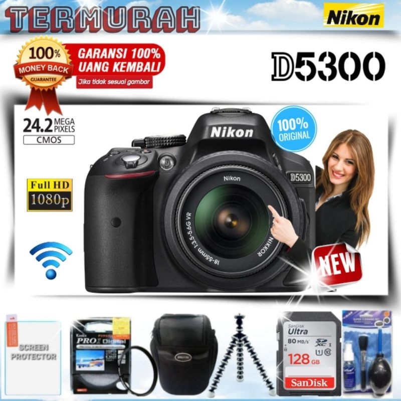 KAMERA NIKON D5300 WIFI + LENSA KIT 18-55MM PRODUK ORIGINAL BERGARANSI