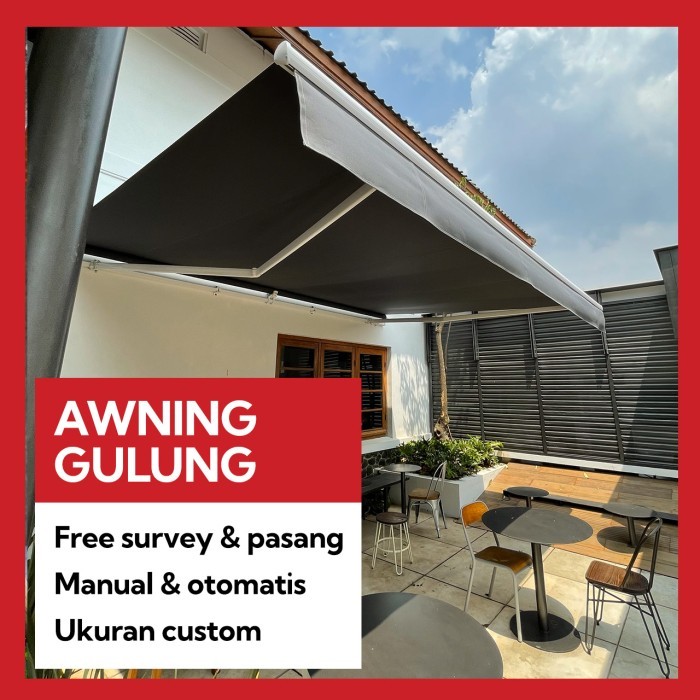 Awning Gulung Kanopi Lipat Kanopi Kain Premium Tahan Air Berkualitas Bergaransi Manual dan Automatic