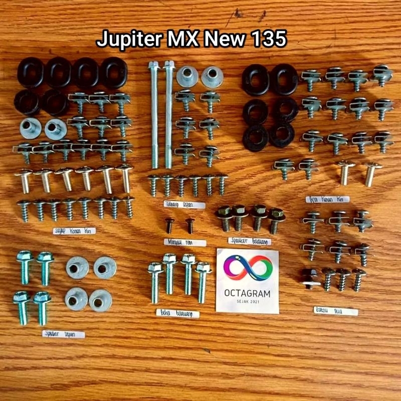 Baut Lengkap full body yamaha Jupiter MX new 135 / Baut full set bodi Jupiter MX new 135