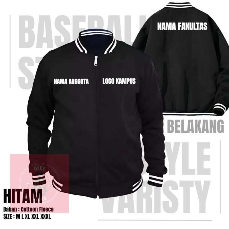 JAKET BASEBALL KAMPUS/UNIVERSITAS/ORGANISASI/FAKULTAS DESAIN CUSTOM BEBAS SUKA SUKA SABLON KUAT TERB