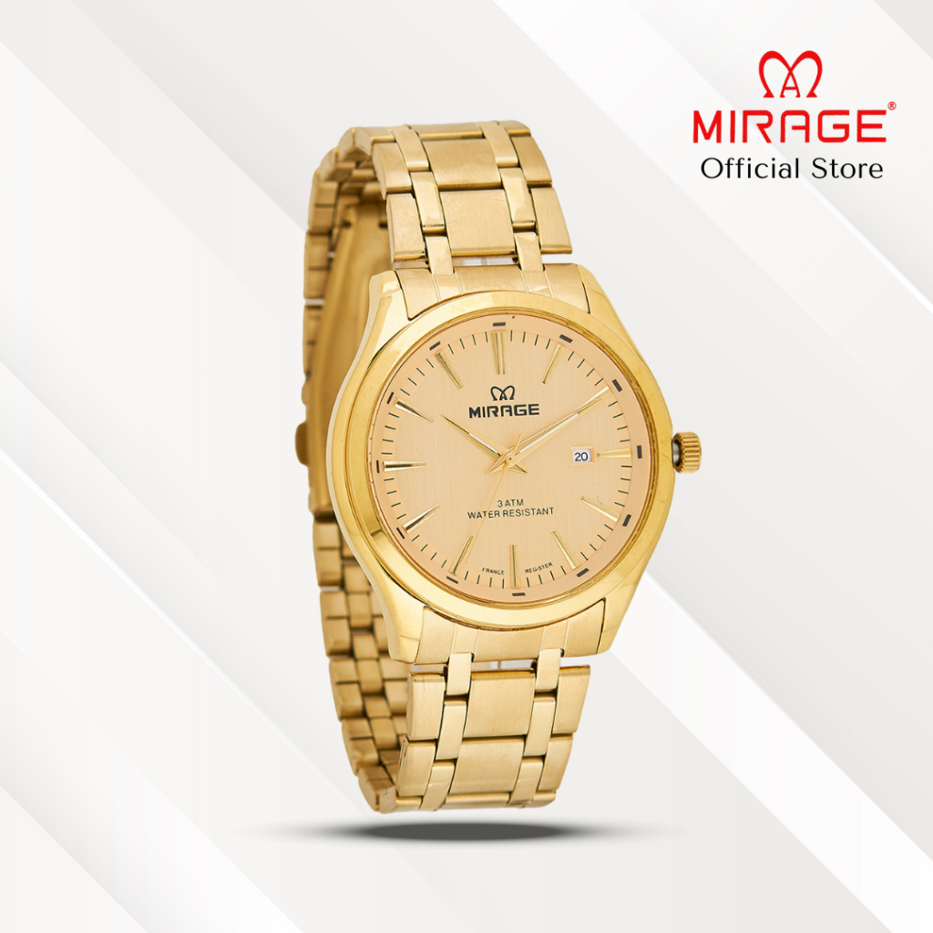 Mirage Jam Tangan Pria Analog 8754 M Gold Original Stainless