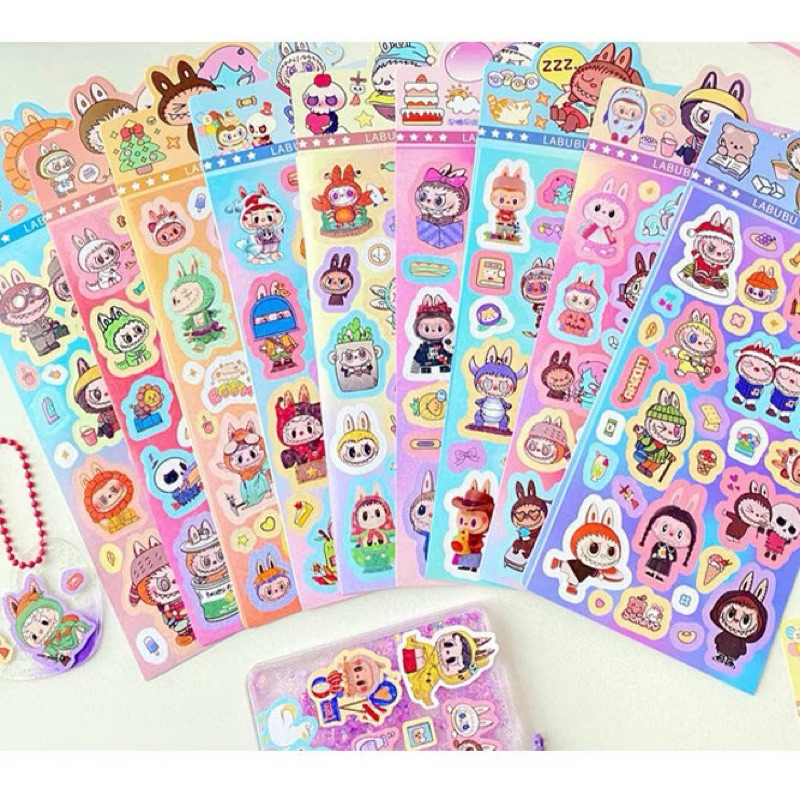 

Stiker hologram kilau labubu Sticker capybara lucu