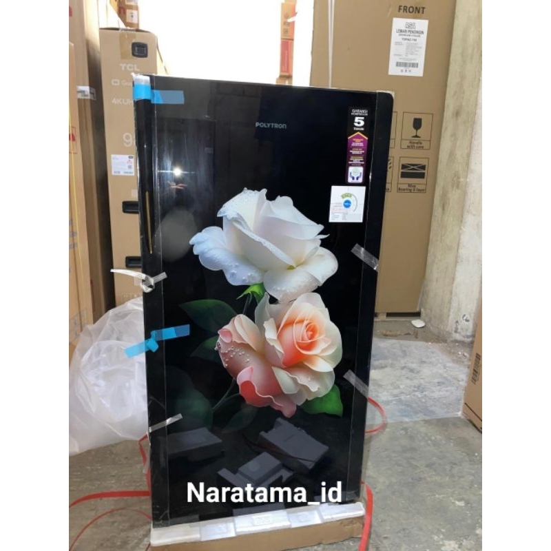 Kulkas 1 Pintu POLYTRON motif bunga seri PRA 16 DRD 160 LITER