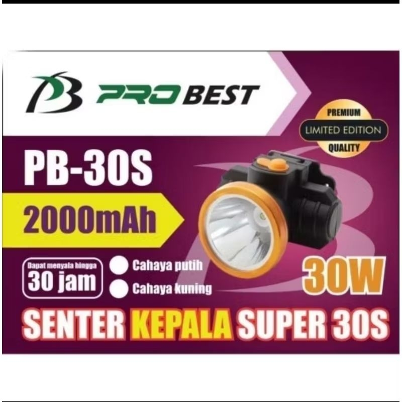 Senter Kepala Probest 30 Watt PB-30S Cahaya Putih