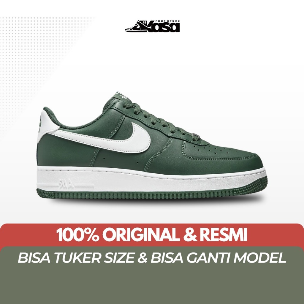 Sepatu Sneakers Pria Nike Air Force 1 07 Fir White Gorge Green