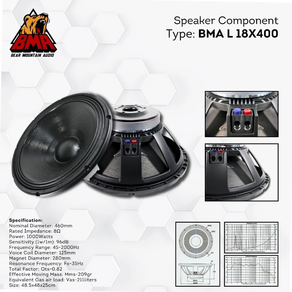 Speaker Woofer BMA L 18X400 18 Inch
