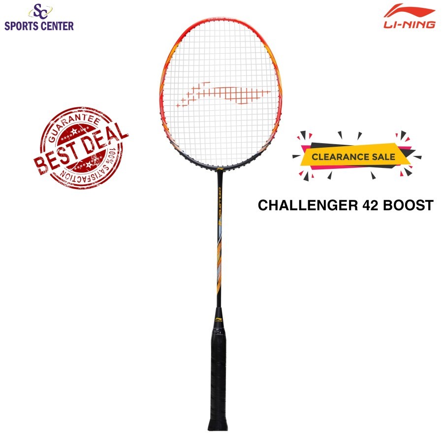 Clear Sale Raket Badminton Lining Challenger 42 Boost Black Red