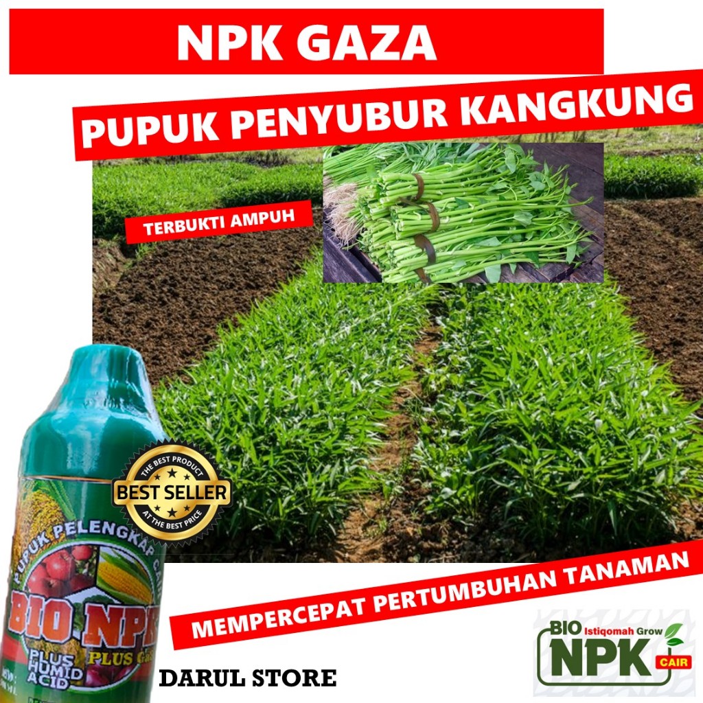 Pupuk untuk Melebatkan Tanaman Sayuran Kangkung NPK GAZA - Pupuk Semprot Pelebat Sayuran Kangkung Ob