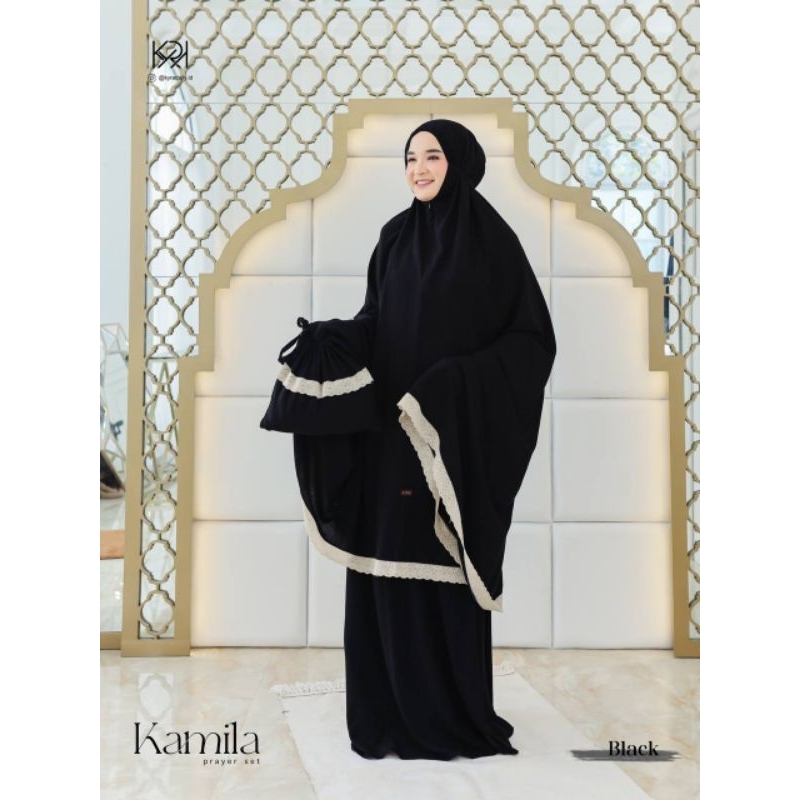MUKENA ADEM - MUKENA POLOS - KYRA DAILY - PRAYER SET - MUKENA KAMILA - WARNA BLACK