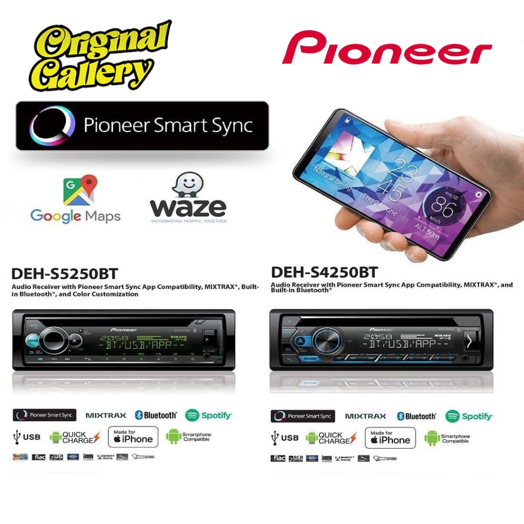 PIONEER Singel Din DEH - S 4250 BT Smart Sync GPS Bluetooth Head Unit