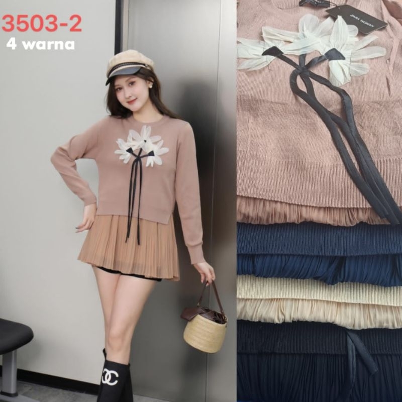 Blouse Full Rajut Plisket By Zara Woman