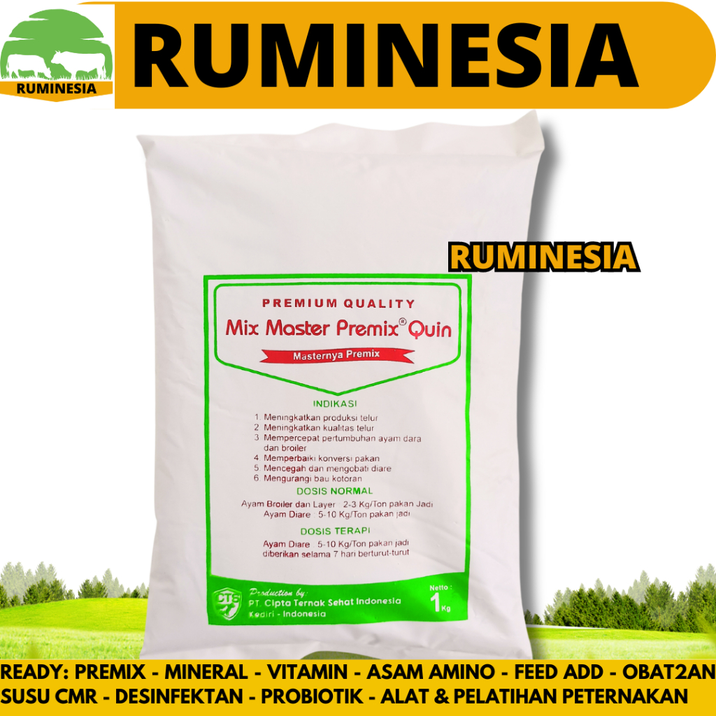 MIX MASTER PREMIX QUIN 1 KG - AGP Olaquindox Pemacu Pertumbuhan Ayam & Babi Like Vitanox