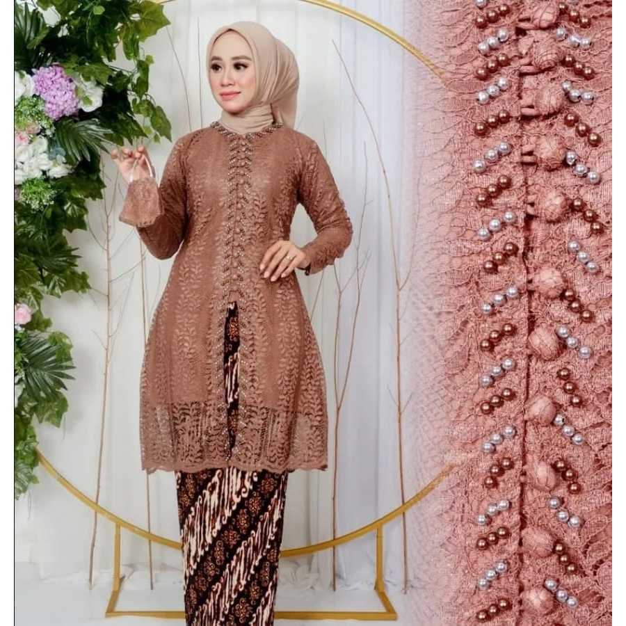 setelan kebaya busui kebaya tunik kancing depan / setelan kebaya tunik wisuda