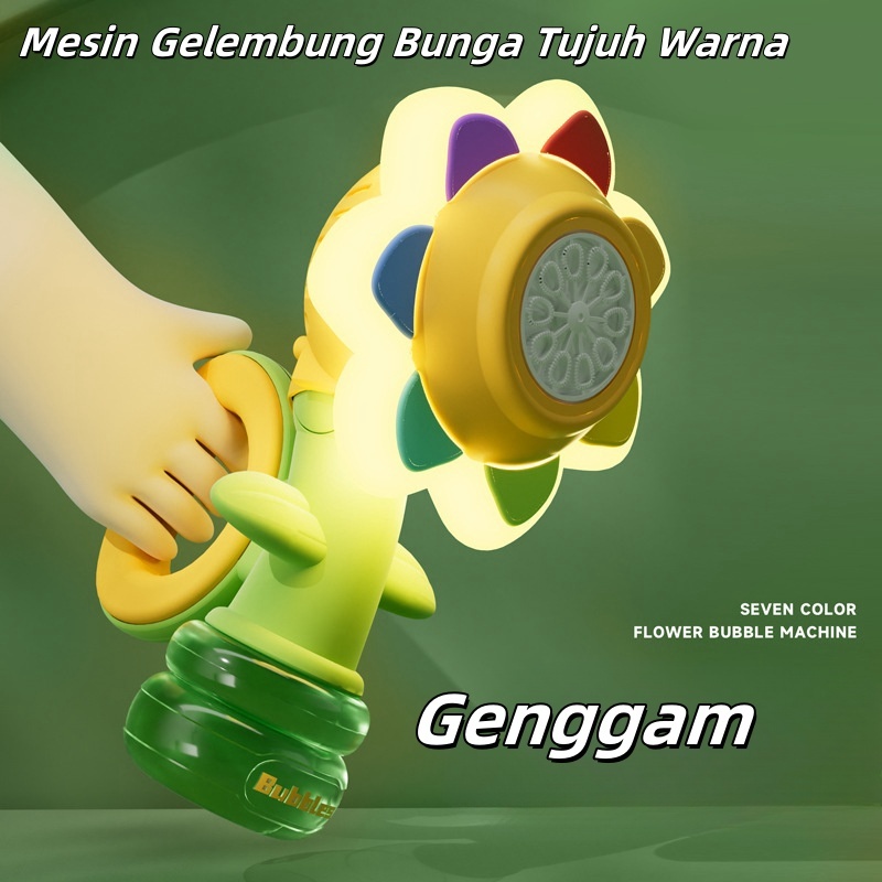 Mainan Anak-anak Pistol Gelembung Bunga Matahari/Senapan Mesin Gelembung Sabun Elektrik Bunga Mataha