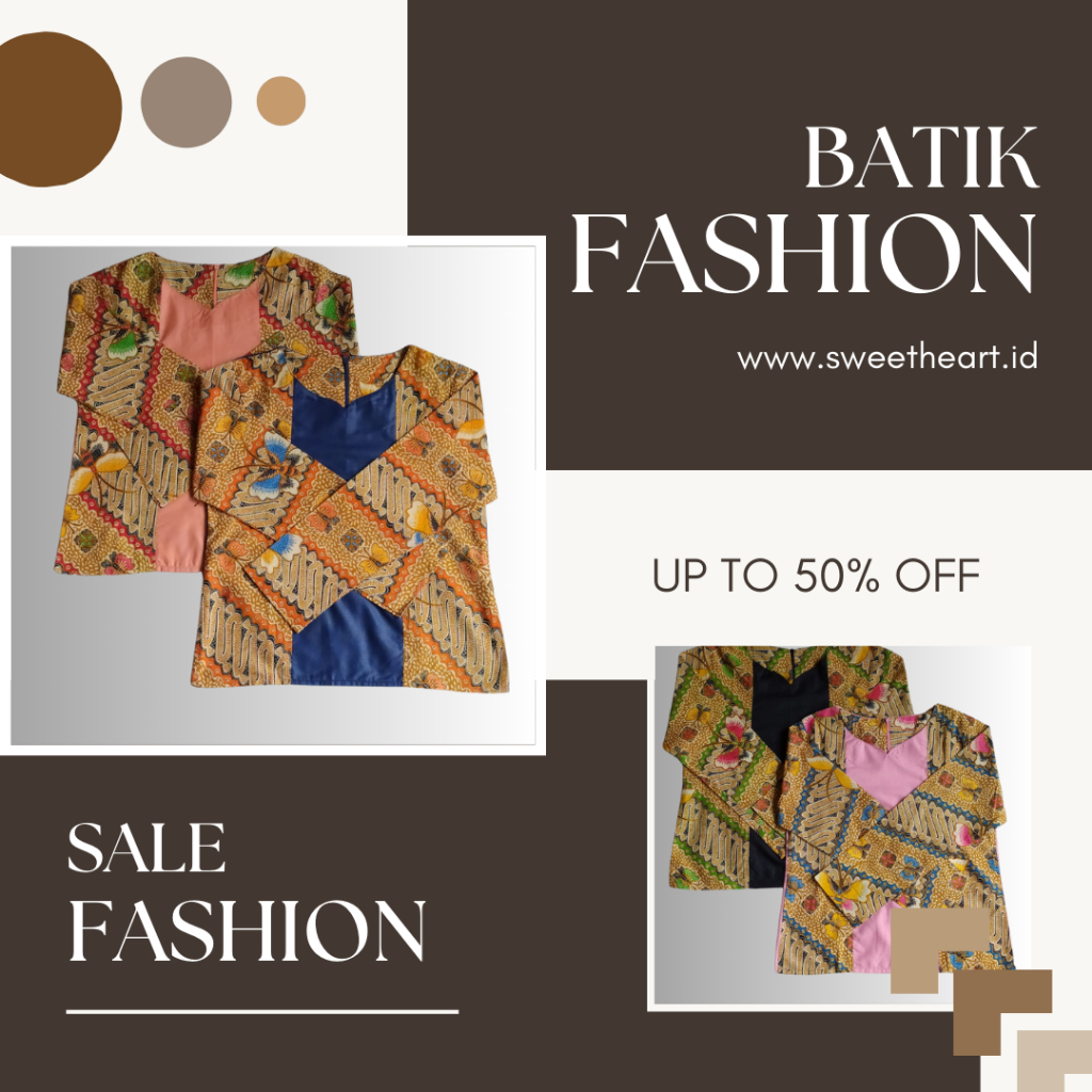 Blouse Batik Muslimah Baju Batik Formal Kantor Wanita - Zora Long Sleeve Top