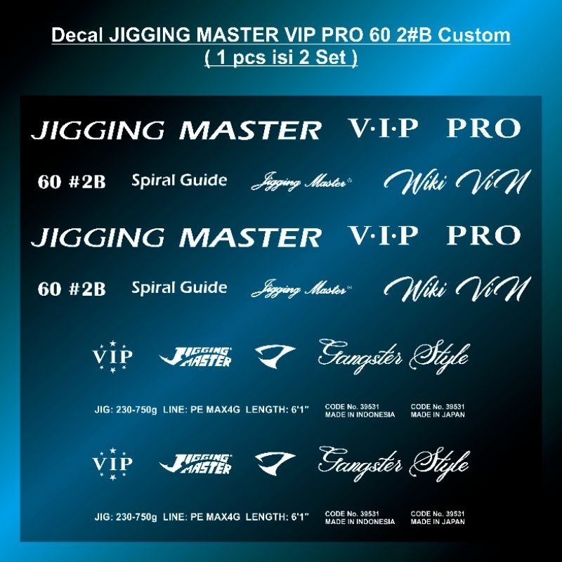 JIGGING MASTER VIP PRO Decal Custom