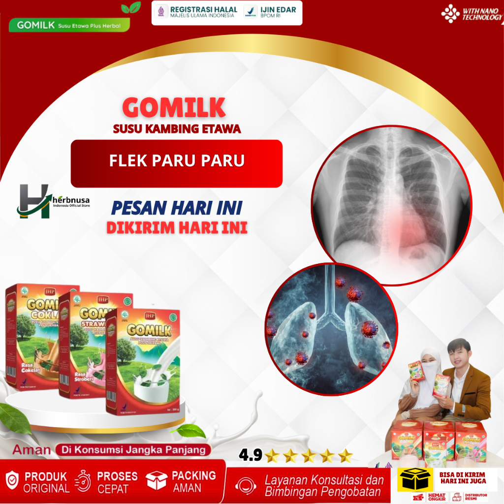 

GOMILK Susu Kambing Etawa Plus Herbal Obat Flek Paru Paru Pembersih Paru Paru TBC Batuk Berdarah Sesak Nafas Asma Batuk Rejan Batuk Menahun Batuk Kering Batuk Basah Batuk Grok Bronkitis ISPA Nyeri Dada Paru Paru Basah Pneumonia