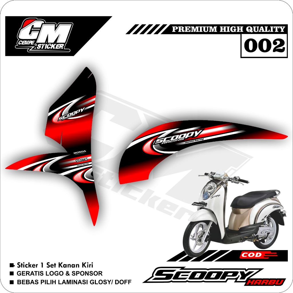 Stiker Scoopy Karbu Decal Striping Standar Scoopy Premium Racing CM02