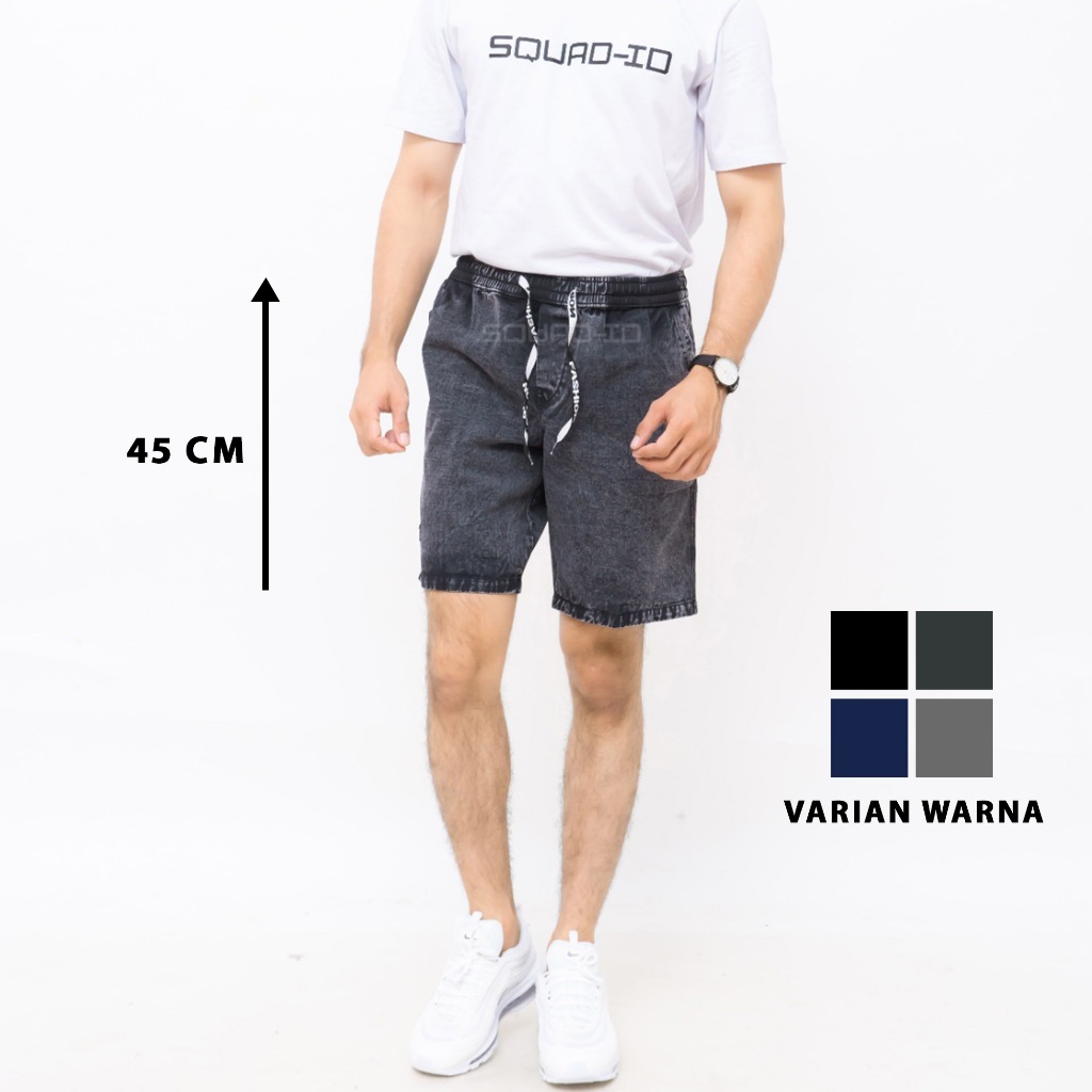 SQ SQUAD ID Celana Jeans Pendek Pria Warna Snow