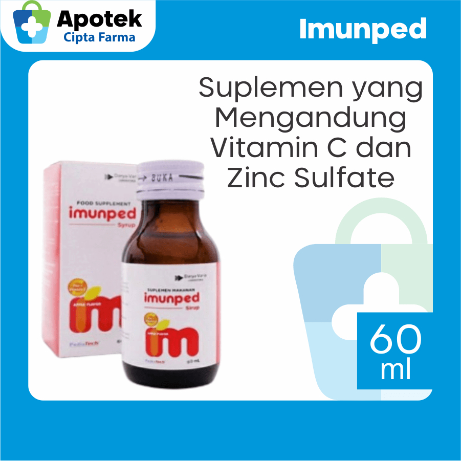 Imunped Syrup Imunped Sirup Vitamin C Vit C Zinc Zink Sulfate Suplemen Anak Vitamin untuk Anak Suple