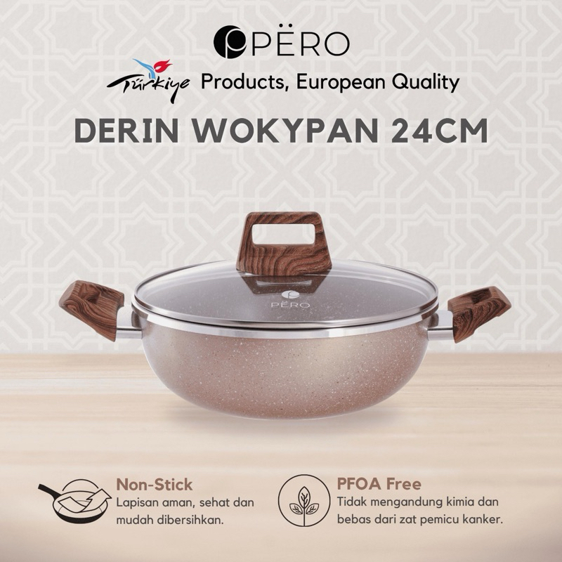 Pero Wok Pan 24 cm 2 Handle  / Wajan Penggorengan/ Wajan Serbaguna / Panci Artis
