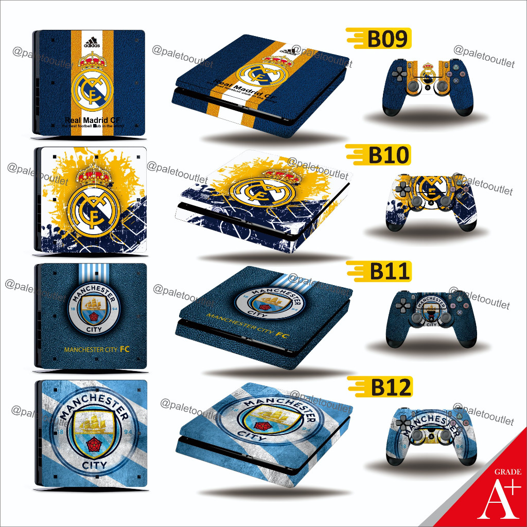 Stiker garskin ps4 slim ps4 fat ps4 pro motif real madrid manchester city