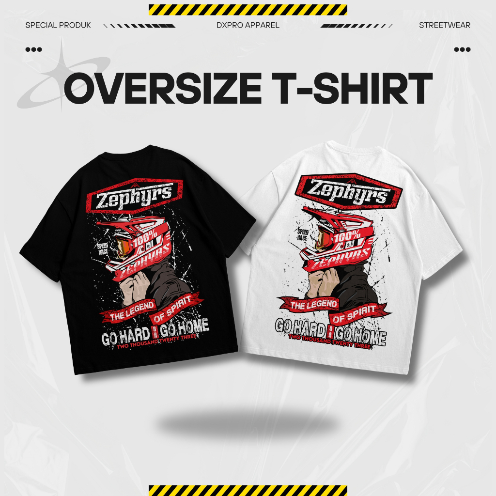 Oversize T-Shirt Kaos  SUPERMOTO ZEPHYRS RED  Heavy Cotton 20s