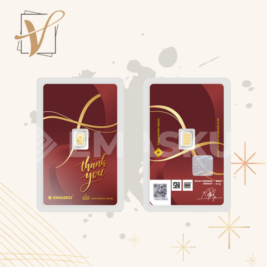 Logam Mulia Micro Gold Emasku Thank You 01 0.1gram dan 0.25gram