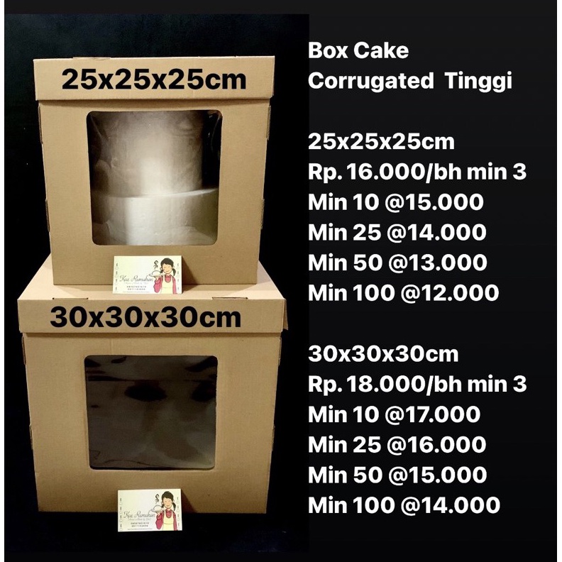 

Box Cake Corrugated Tinggi 3x3x3cm Min 3 bh