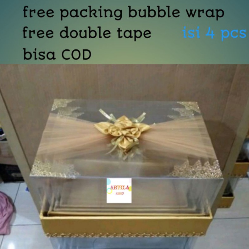 

BOX KOTAK SESERAHAN HANTARAN PERNIKAHAN MIKA TILE SILVER 1 SET ISI 4 BOX